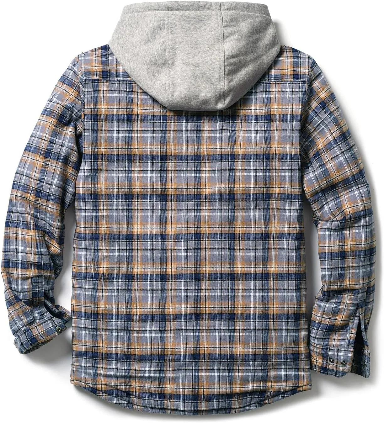 CQR Men's Quilted Lined Flannel Hooded Shirt Jacket, Soft Warm Long Sleeve Outdoor Cotton Plaid Shirt Jackets