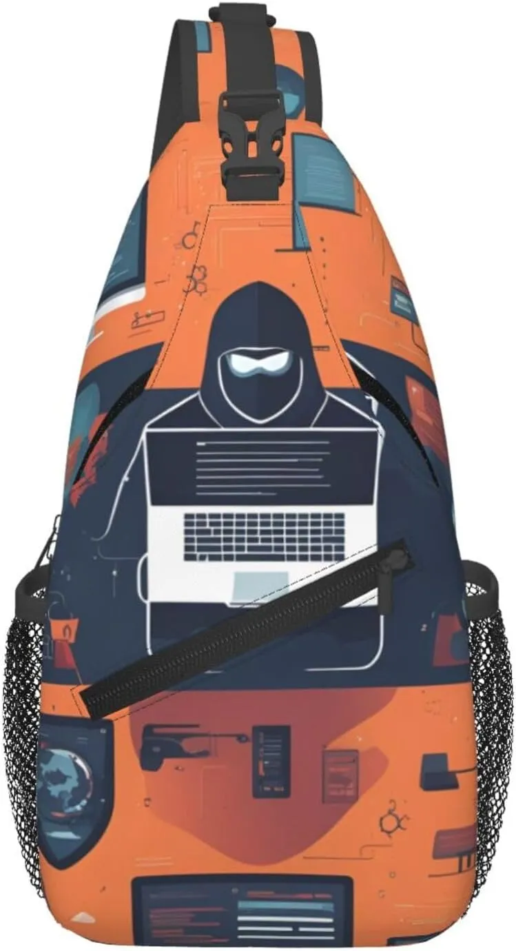 Cross Chest Bag Diagonally for Men and Women - Lightweight and Durable with High Storage Capacity Hacker Attack Pattern, Black, One Size
