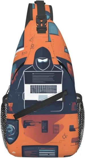 Cross Chest Bag Diagonally for Men and Women - Lightweight and Durable with High Storage Capacity Hacker Attack Pattern, Black, One Size