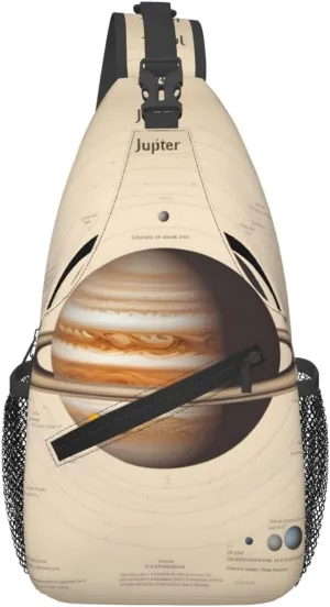 Cross Chest Bag Diagonally for Men and Women - Lightweight and Durable with High Storage Capacity Solar System Jupiter Printing, Black, One Size