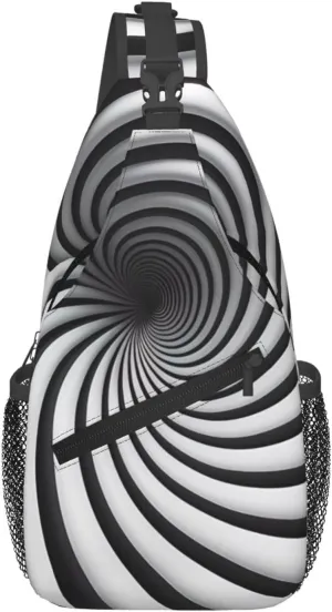 Cross Chest Bag Diagonally for Men and Women - Lightweight and Durable with High Storage Capacity spiral optical illusion gif Pattern, Black, One Size