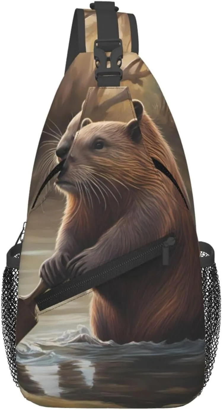 Cross Chest Bag Diagonally - Quality, Durable, and Spacious Shoulder Bag for Men and Women beaver working Prints
