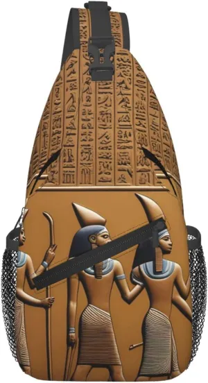 Cross Chest Bag Diagonally - Quality, Durable, and Spacious Shoulder Bag for Men and Women Egypt Hieroglyphics Pattern