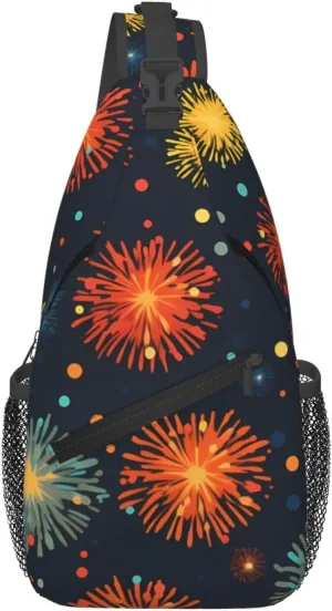 Cross Chest Bag Diagonally - Quality, Durable, and Spacious Shoulder Bag for Men and Women explosion firework Printing