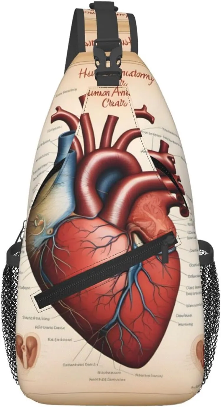 Cross Chest Bag Diagonally - Quality, Durable, and Spacious Shoulder Bag for Men and Women Human Anatomy Heart Chart Pattern