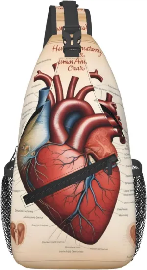 Cross Chest Bag Diagonally - Quality, Durable, and Spacious Shoulder Bag for Men and Women Human Anatomy Heart Chart Pattern
