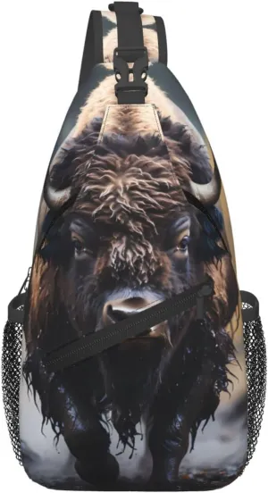Cross Chest Bag Diagonally - Quality, Durable, and Spacious Shoulder Bag for Men and Women North American bison Pattern