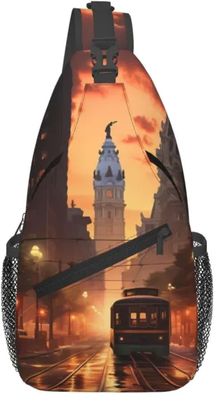 Cross Chest Bag Diagonally - Quality, Durable, and Spacious Shoulder Bag for Men and Women Philadelphia, Pennsylvania Prints