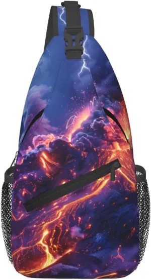 Cross Chest Bag Diagonally - Quality, Durable, and Spacious Shoulder Bag for Men and Women Volcanic Lava Pattern