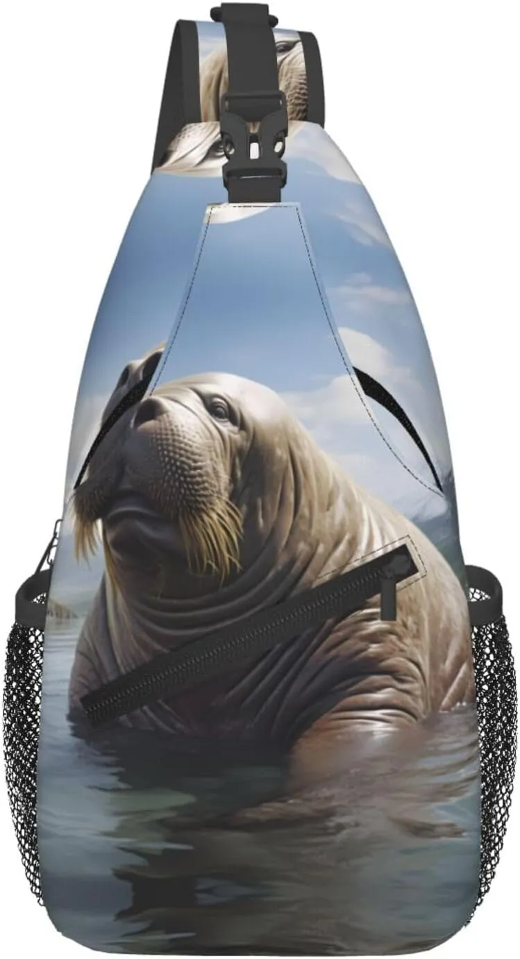 Cross Chest Bag Diagonally - Quality, Durable, and Spacious Shoulder Bag for Men and Women Walrus Prints