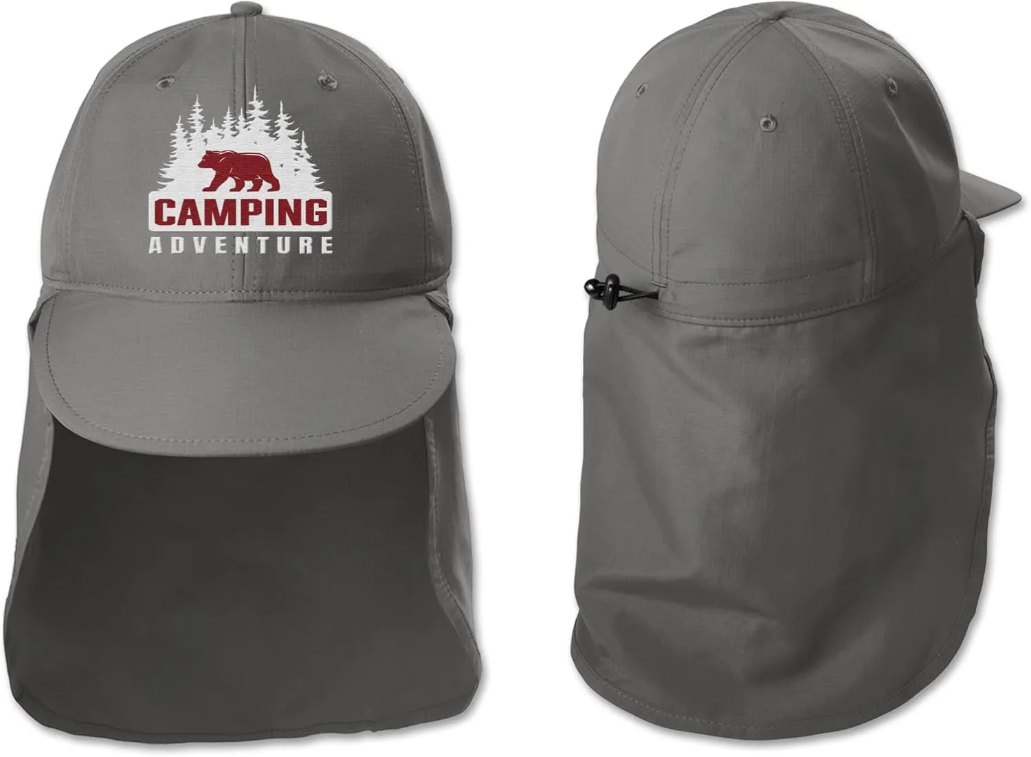Custom Embroidered Sun Hat Ear&Neck Flap Adjustable UPF 30  UV Protection Hiking Safari Fishing Hats for Women and Men