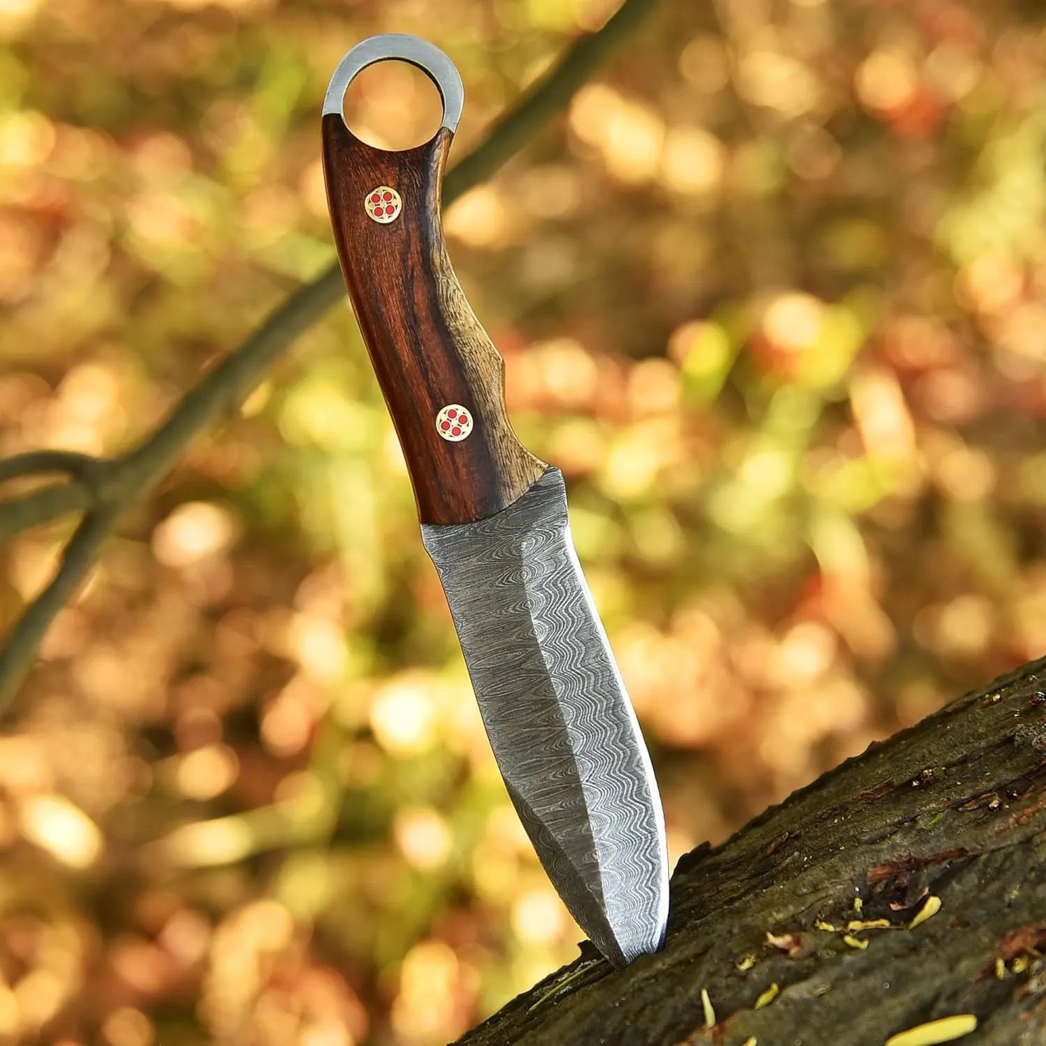 Custom Handmade Fixed Blade Hunting Knife - 9 Inch hand Forged Full Tang Knives For Hunting, Outdoor Camping, Hiking, Fishing, Bushcraft Knives With Leather Sheath. (Damascus - 1)