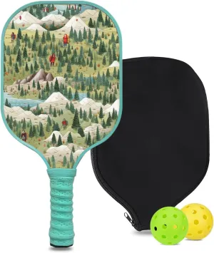 Custom Pickleball Paddle with 1 DIY Pickleball Racket, 2 Pickle Balls, 1 Paddle Cover, Hiking-BJ127 Pattern OR Your Own Design,Carbon Fiber,Honeycomb Polymer Core & Comfort Grip