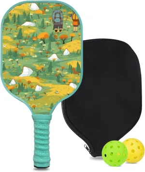 Custom Pickleball Paddle with 1 DIY Pickleball Racket, 2 Pickle Balls, 1 Paddle Cover, Hiking-BJ137 Pattern OR Your Own Design,Carbon Fiber,Honeycomb Polymer Core & Comfort Grip
