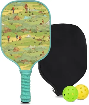 Custom Pickleball Paddle with 1 DIY Pickleball Racket, 2 Pickle Balls, 1 Paddle Cover, Hiking-BJ138 Pattern OR Your Own Design,Carbon Fiber,Honeycomb Polymer Core & Comfort Grip