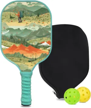 Custom Pickleball Paddle with 1 DIY Pickleball Racket, 2 Pickle Balls, 1 Paddle Cover, Hiking-BJ141 Pattern OR Your Own Design,Carbon Fiber,Honeycomb Polymer Core & Comfort Grip