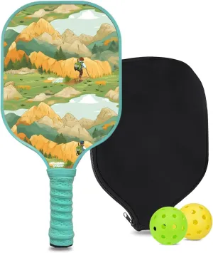 Custom Pickleball Paddle with 1 DIY Pickleball Racket, 2 Pickle Balls, 1 Paddle Cover, Hiking-BJ143 Pattern OR Your Own Design,Carbon Fiber,Honeycomb Polymer Core & Comfort Grip