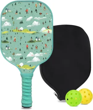 Custom Pickleball Paddle with 1 DIY Pickleball Racket, 2 Pickle Balls, 1 Paddle Cover, Hiking-BJ146 Pattern OR Your Own Design,Carbon Fiber,Honeycomb Polymer Core & Comfort Grip