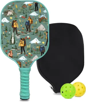 Custom Pickleball Paddle with 1 DIY Pickleball Racket, 2 Pickle Balls, 1 Paddle Cover, Hiking-BJ159 Pattern OR Your Own Design,Carbon Fiber,Honeycomb Polymer Core & Comfort Grip