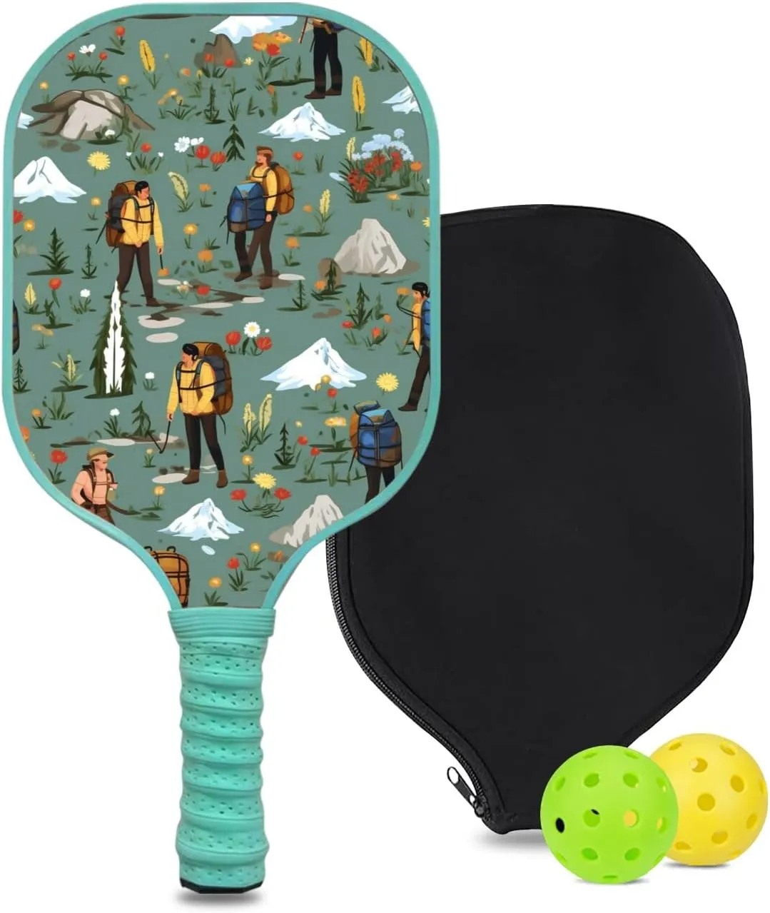 Custom Pickleball Paddle with 1 DIY Pickleball Racket, 2 Pickle Balls, 1 Paddle Cover, Hiking-BJ159 Pattern OR Your Own Design,Carbon Fiber,Honeycomb Polymer Core & Comfort Grip