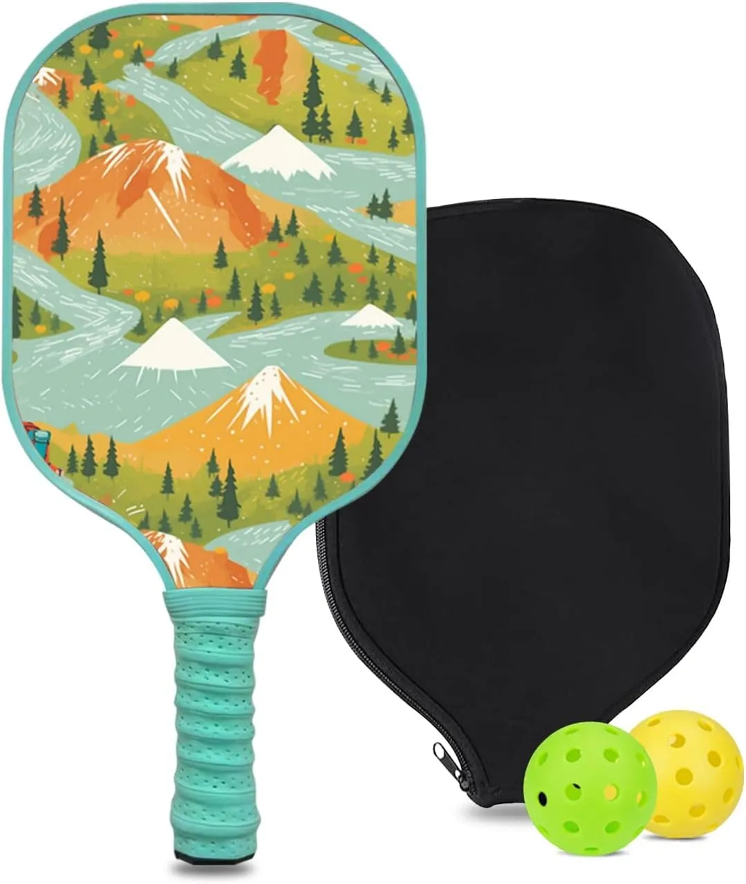 Custom Pickleball Paddle with 1 DIY Pickleball Racket, 2 Pickle Balls, 1 Paddle Cover, Hiking-BJ163 Pattern OR Your Own Design,Carbon Fiber,Honeycomb Polymer Core & Comfort Grip