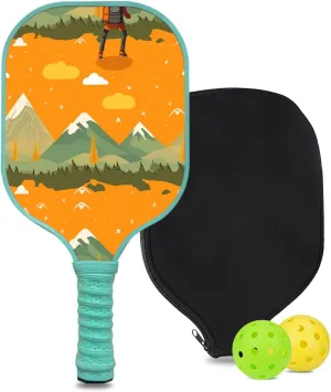 Custom Pickleball Paddle with 1 DIY Pickleball Racket, 2 Pickle Balls, 1 Paddle Cover, Hiking-BJ166 Pattern OR Your Own Design,Carbon Fiber,Honeycomb Polymer Core & Comfort Grip