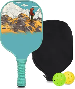 Custom Pickleball Paddle with 1 DIY Pickleball Racket, 2 Pickle Balls, 1 Paddle Cover, Hiking-BJ168 Pattern OR Your Own Design,Carbon Fiber,Honeycomb Polymer Core & Comfort Grip