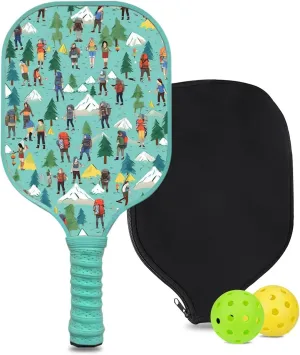 Custom Pickleball Paddle with 1 DIY Pickleball Racket, 2 Pickle Balls, 1 Paddle Cover, Hiking-BJ172 Pattern OR Your Own Design,Carbon Fiber,Honeycomb Polymer Core & Comfort Grip