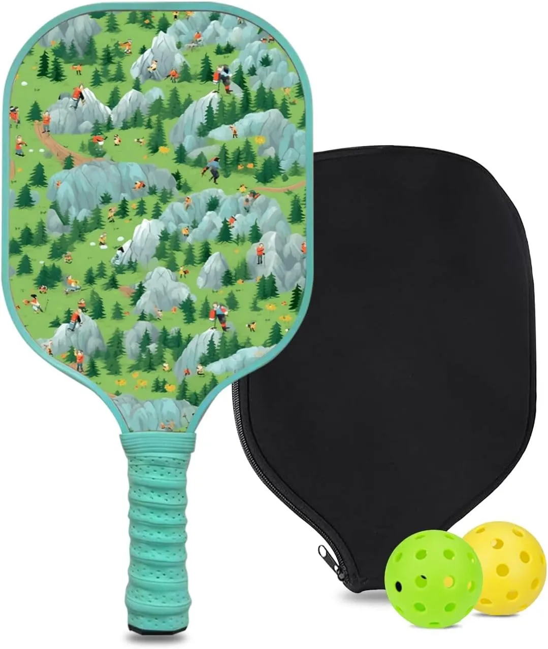Custom Pickleball Paddle with 1 DIY Pickleball Racket, 2 Pickle Balls, 1 Paddle Cover, Hiking-BJ173 Pattern OR Your Own Design,Carbon Fiber,Honeycomb Polymer Core & Comfort Grip