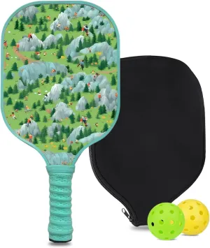 Custom Pickleball Paddle with 1 DIY Pickleball Racket, 2 Pickle Balls, 1 Paddle Cover, Hiking-BJ173 Pattern OR Your Own Design,Carbon Fiber,Honeycomb Polymer Core & Comfort Grip