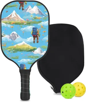 Custom Pickleball Paddle with 1 DIY Pickleball Racket, 2 Pickle Balls, 1 Paddle Cover, Hiking-BJ175 Pattern OR Your Own Design,Carbon Fiber,Honeycomb Polymer Core & Comfort Grip