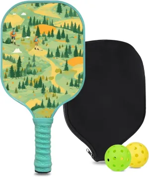 Custom Pickleball Paddle with 1 DIY Pickleball Racket, 2 Pickle Balls, 1 Paddle Cover, Hiking-BJ189 Pattern OR Your Own Design,Carbon Fiber,Honeycomb Polymer Core & Comfort Grip