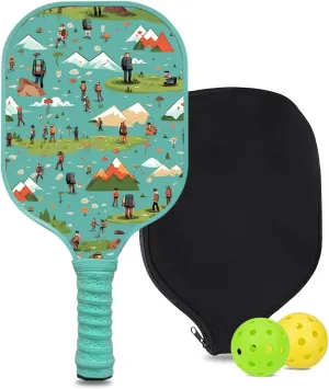 Custom Pickleball Paddle with 1 DIY Pickleball Racket, 2 Pickle Balls, 1 Paddle Cover, Hiking-BJ199 Pattern OR Your Own Design,Carbon Fiber,Honeycomb Polymer Core & Comfort Grip