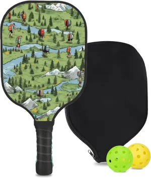 Custom Pickleball Paddle with 1 DIY Pickleball Racket, 2 Pickle Balls, 1 Paddle Cover, Hiking-BJ209 Pattern OR Your Own Design,Carbon Fiber,Honeycomb Polymer Core & Comfort Grip