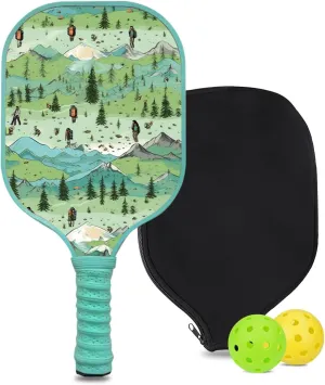 Custom Pickleball Paddle with 1 DIY Pickleball Racket, 2 Pickle Balls, 1 Paddle Cover, Hiking-BJ221 Pattern OR Your Own Design,Carbon Fiber,Honeycomb Polymer Core & Comfort Grip