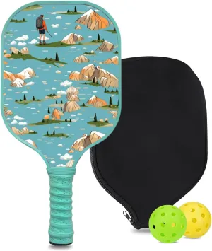 Custom Pickleball Paddle with 1 DIY Pickleball Racket, 2 Pickle Balls, 1 Paddle Cover, Hiking-BJ230 Pattern OR Your Own Design,Carbon Fiber,Honeycomb Polymer Core & Comfort Grip