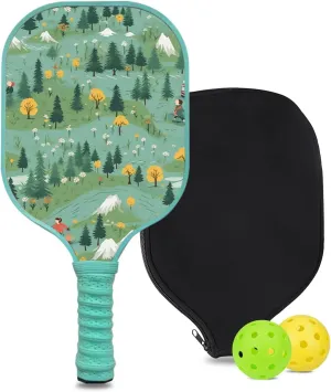 Custom Pickleball Paddle with 1 DIY Pickleball Racket, 2 Pickle Balls, 1 Paddle Cover, Hiking-BJ254 Pattern OR Your Own Design,Carbon Fiber,Honeycomb Polymer Core & Comfort Grip