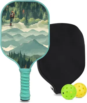 Custom Pickleball Paddle with 1 DIY Pickleball Racket, 2 Pickle Balls, 1 Paddle Cover, Hiking-BJ255 Pattern OR Your Own Design,Carbon Fiber,Honeycomb Polymer Core & Comfort Grip