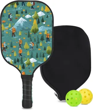 Custom Pickleball Paddle with 1 DIY Pickleball Racket, 2 Pickle Balls, 1 Paddle Cover, Hiking-BJ282 Pattern OR Your Own Design,Carbon Fiber,Honeycomb Polymer Core & Comfort Grip