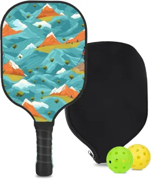 Custom Pickleball Paddle with 1 DIY Pickleball Racket, 2 Pickle Balls, 1 Paddle Cover, Hiking-BJ312 Pattern OR Your Own Design,Carbon Fiber,Honeycomb Polymer Core & Comfort Grip