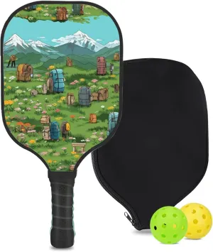 Custom Pickleball Paddle with 1 DIY Pickleball Racket, 2 Pickle Balls, 1 Paddle Cover, Hiking-BJ314 Pattern OR Your Own Design,Carbon Fiber,Honeycomb Polymer Core & Comfort Grip
