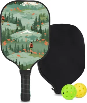 Custom Pickleball Paddle with 1 DIY Pickleball Racket, 2 Pickle Balls, 1 Paddle Cover, Hiking-BJ377 Pattern OR Your Own Design,Carbon Fiber,Honeycomb Polymer Core & Comfort Grip