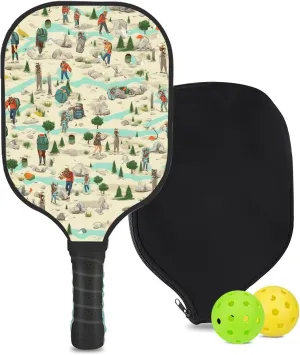 Custom Pickleball Paddle with 1 DIY Pickleball Racket, 2 Pickle Balls, 1 Paddle Cover, Hiking-BJ382 Pattern OR Your Own Design,Carbon Fiber,Honeycomb Polymer Core & Comfort Grip
