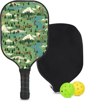 Custom Pickleball Paddle with 1 DIY Pickleball Racket, 2 Pickle Balls, 1 Paddle Cover, Hiking-BJ386 Pattern OR Your Own Design,Carbon Fiber,Honeycomb Polymer Core & Comfort Grip