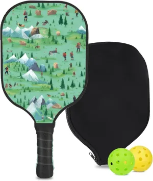 Custom Pickleball Paddle with 1 DIY Pickleball Racket, 2 Pickle Balls, 1 Paddle Cover, Hiking-BJ396 Pattern OR Your Own Design,Carbon Fiber,Honeycomb Polymer Core & Comfort Grip