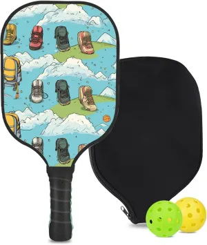 Custom Pickleball Paddle with 1 DIY Pickleball Racket, 2 Pickle Balls, 1 Paddle Cover, Hiking-BJ398 Pattern OR Your Own Design,Carbon Fiber,Honeycomb Polymer Core & Comfort Grip