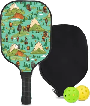 Custom Pickleball Paddle with 1 DIY Pickleball Racket, 2 Pickle Balls, 1 Paddle Cover, Hiking-BJ404 Pattern OR Your Own Design,Carbon Fiber,Honeycomb Polymer Core & Comfort Grip