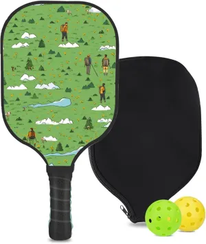 Custom Pickleball Paddle with 1 DIY Pickleball Racket, 2 Pickle Balls, 1 Paddle Cover, Hiking-BJ410 Pattern OR Your Own Design,Carbon Fiber,Honeycomb Polymer Core & Comfort Grip