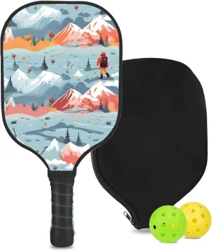 Custom Pickleball Paddle with 1 DIY Pickleball Racket, 2 Pickle Balls, 1 Paddle Cover, Hiking-BJ419 Pattern OR Your Own Design,Carbon Fiber,Honeycomb Polymer Core & Comfort Grip