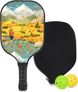 Custom Pickleball Paddle with 1 DIY Pickleball Racket, 2 Pickle Balls, 1 Paddle Cover, Hiking-BJ421 Pattern OR Your Own Design,Carbon Fiber,Honeycomb Polymer Core & Comfort Grip